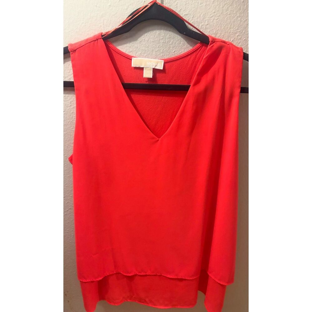 Coral Pink Michael Kors Sleeveless V-neck Tank Top